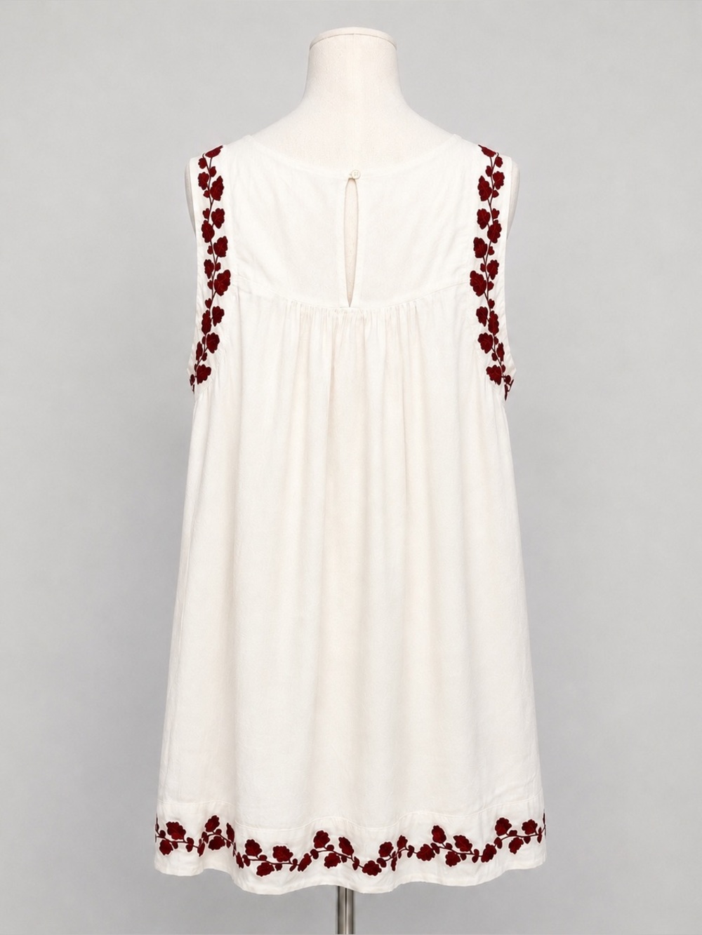 Lucky Brand Hannah Shift Dress Embroidered Boho White Sleeveless Women's Medium - Picture 2 of 8